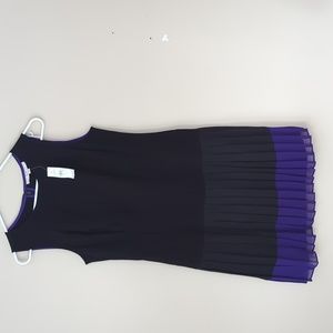 NWT Ann Taylor Loft Sleeveless Pleated Dressy Dress 6 Black Purple